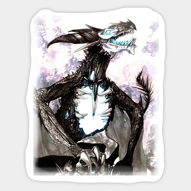 Dracolich - Black Dragon Fantasy Art Sticker by FishWithATopHat